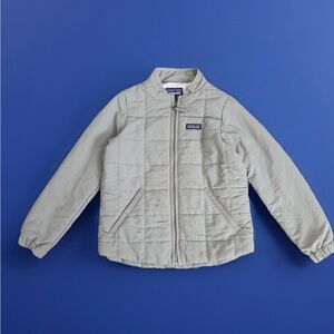 Patagonia Quilted Bomber Shacket Kids Medium Grey Puffer Jacket Full Zip